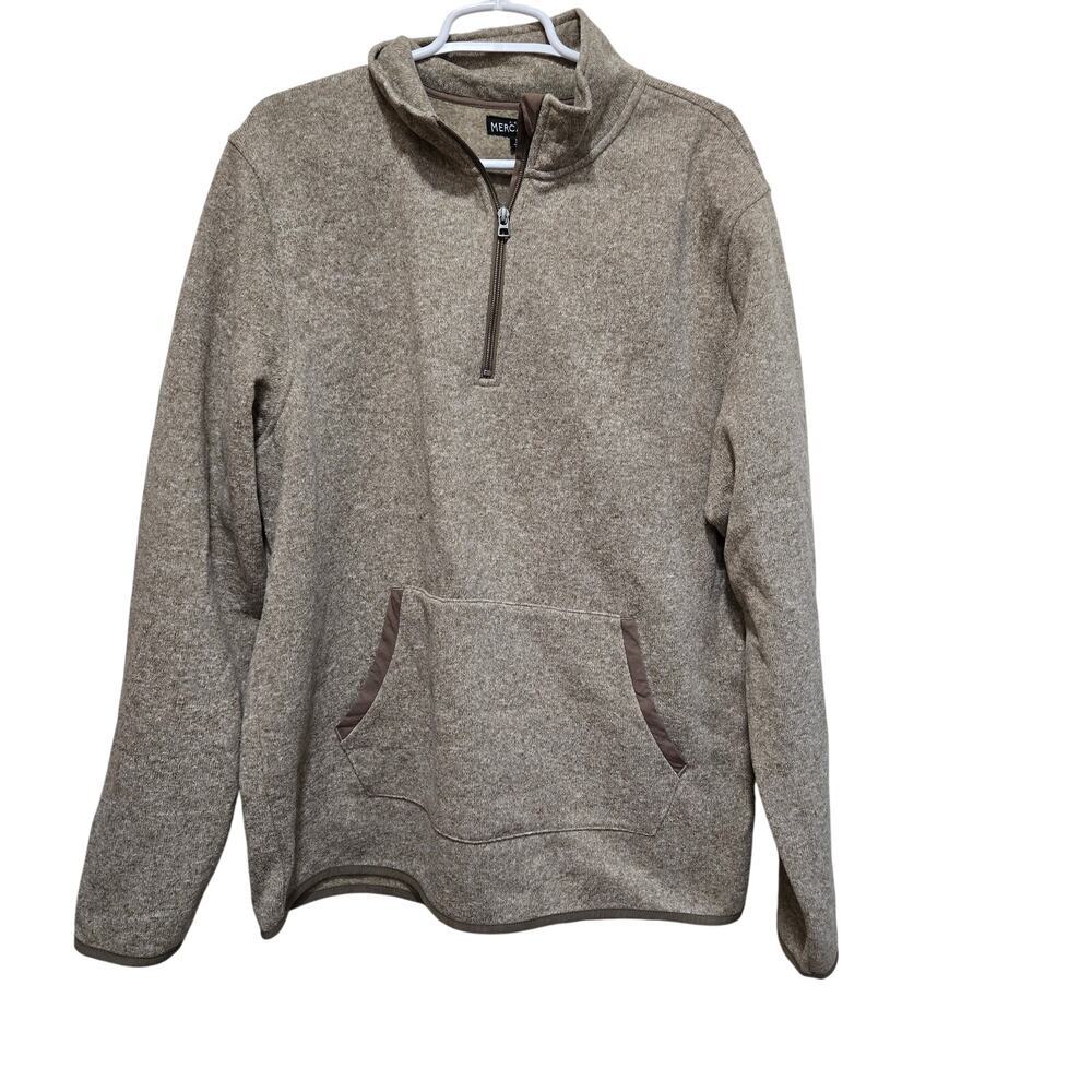 J Crew Mercantile Fleece Quarter Zip Pullover XL Brown